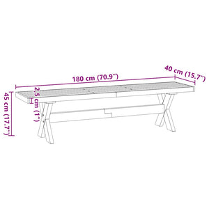 Πάγκος τραπεζαρίας NOAIN με πόδια σχήματος X 180x40x45 cm - Pakobazaar