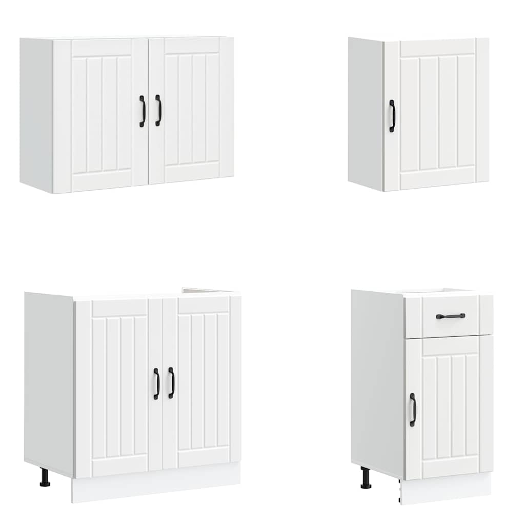 Σετ ντουλαπιών κουζίνας 7 τεμαχίων "Lucca" Λευκό μηχανικό ξύλο - Pakobazaar