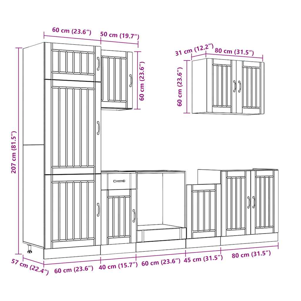 Σετ ντουλαπιών κουζίνας 7 τεμαχίων "Lucca" Λευκό μηχανικό ξύλο - Pakobazaar
