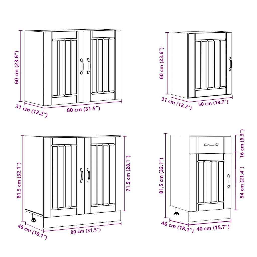 Σετ Ντουλάπια Κουζίνας 7 Τεμαχίων Lucca Επεξεργασμένο Ξύλο
