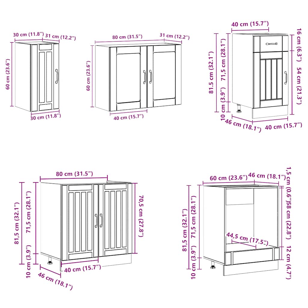 Σετ Ντουλάπια Κουζίνας 8 Τεμαχίων Kalmar Επεξεργασμένο Ξύλο