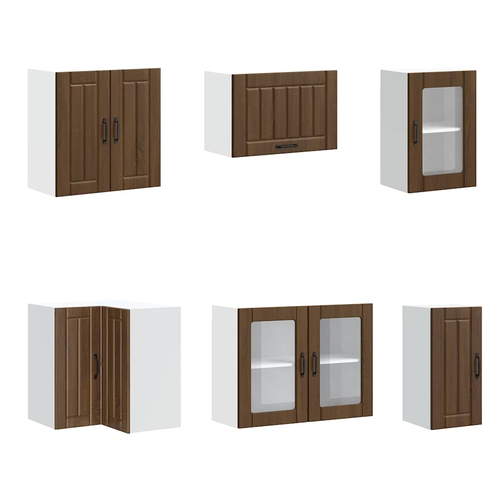 Σετ Ντουλαπιών Κουζίνας 11 τεμαχίων "Lucca" Καφέ Δρυς από Τεχνητό Ξύλο - Pakobazaar