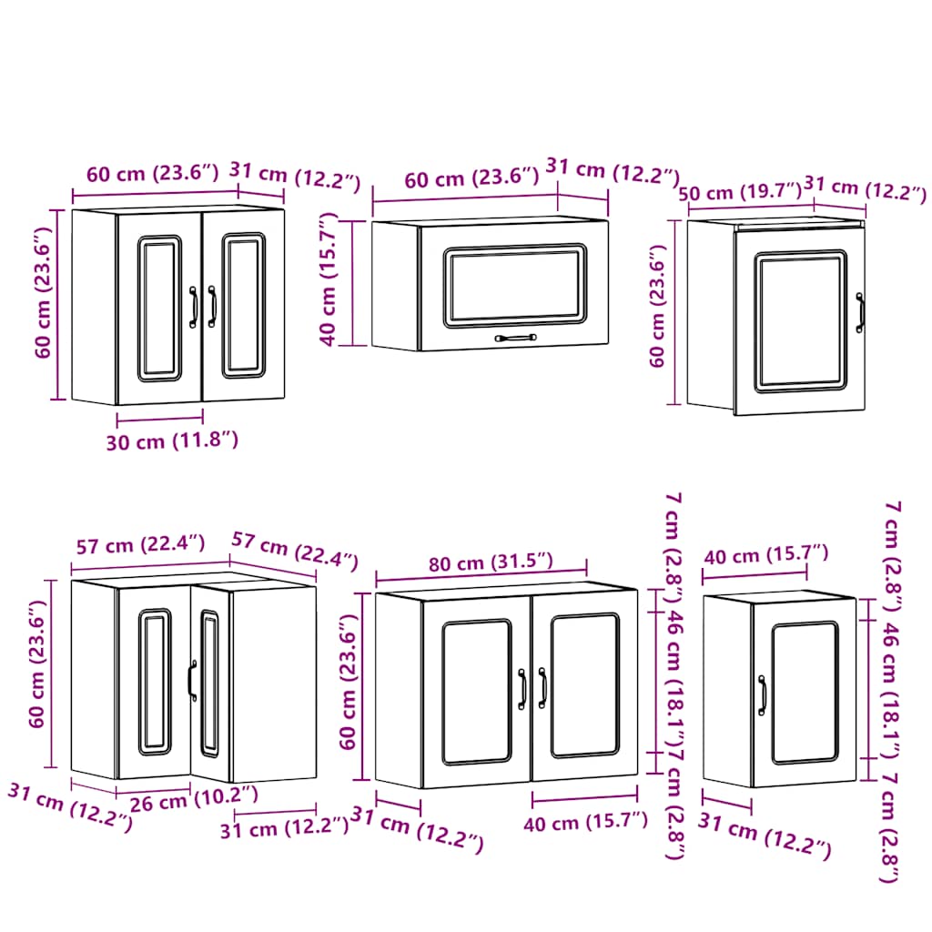 Σετ ντουλαπιών κουζίνας 11 τεμαχίων Kalmar Λευκό μηχανικό ξύλο - Pakobazaar