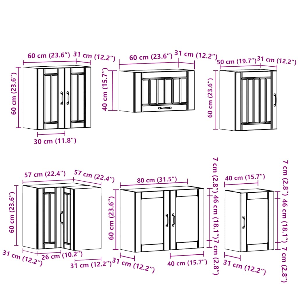 Σετ ντουλαπιών κουζίνας 11 τεμαχίων Lucca Λευκό μηχανικό ξύλο - Pakobazaar