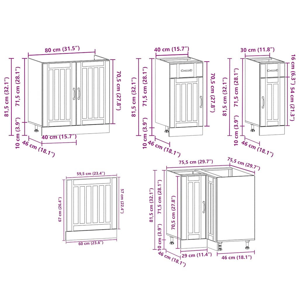 Σετ Ντουλάπια Κουζίνας 11 Τεμαχίων Kalmar Επεξεργασμένο Ξύλο