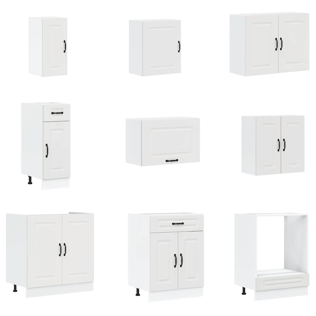 Σετ ντουλαπιών κουζίνας 14 τεμαχίων Kalmar Λευκό μηχανικό ξύλο - Pakobazaar