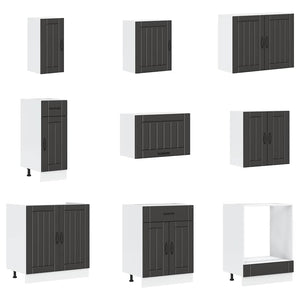 14 Piece Kitchen Cabinet Set "Lucca" Μαύρο κατασκευασμένο ξύλο - Pakobazaar