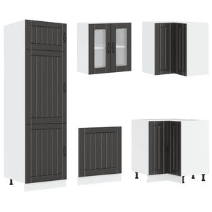 14 Piece Kitchen Cabinet Set "Lucca" Μαύρο κατασκευασμένο ξύλο - Pakobazaar