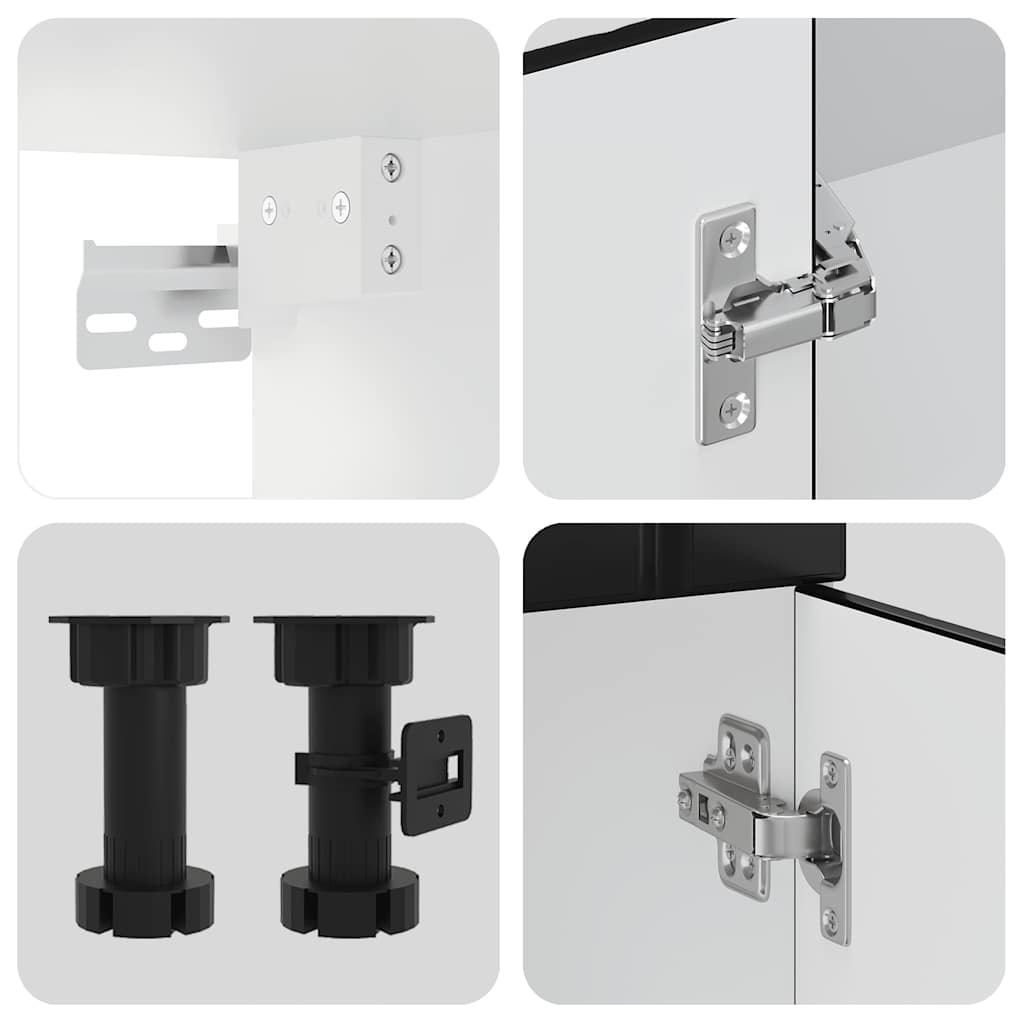 14 Piece Kitchen Cabinet Set "Lucca" Μαύρο κατασκευασμένο ξύλο - Pakobazaar