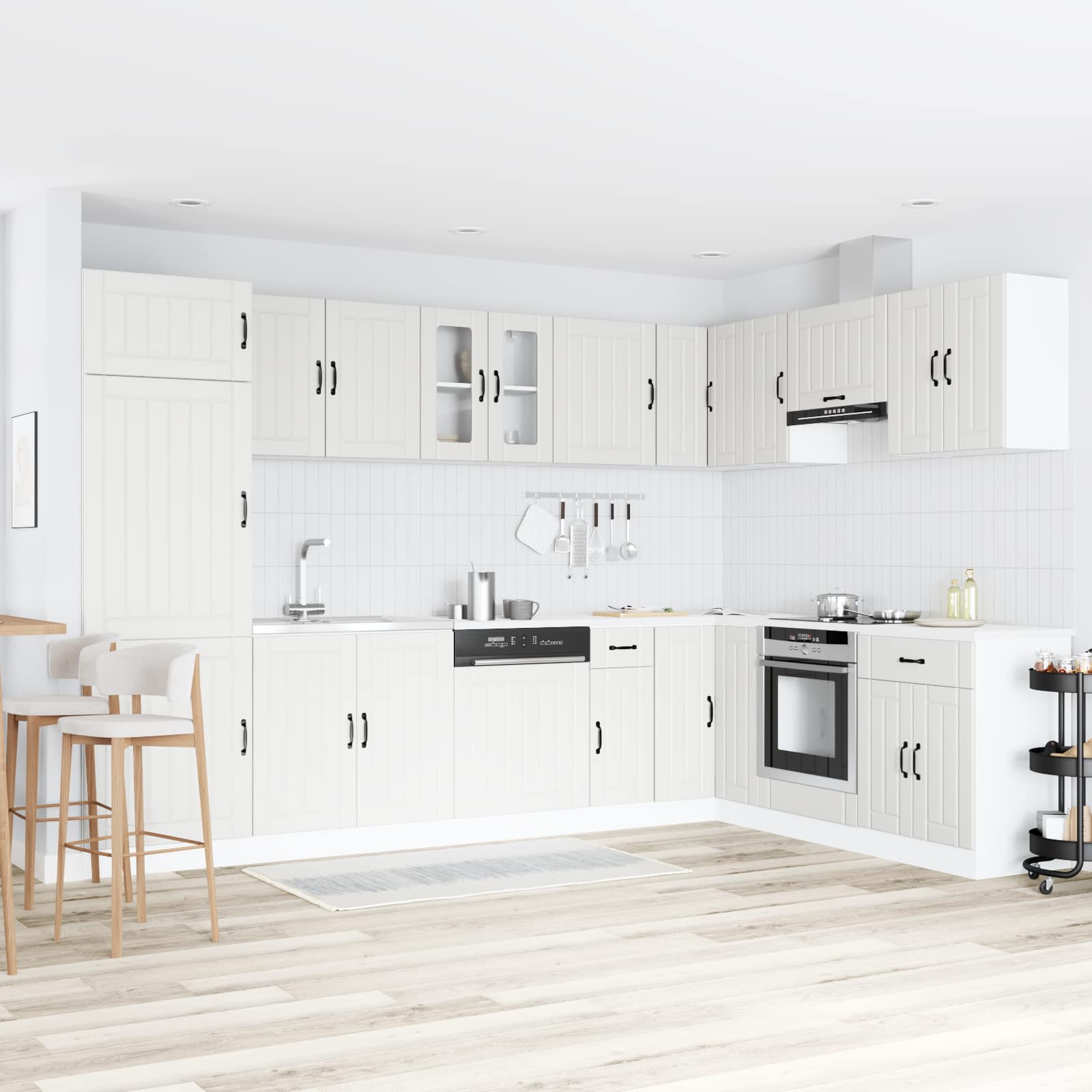 Βάση νιπτήρα με αποθήκευση Lucca 2 pcs Λευκό Επεξεργασμένο ξύλο - Pakobazaar