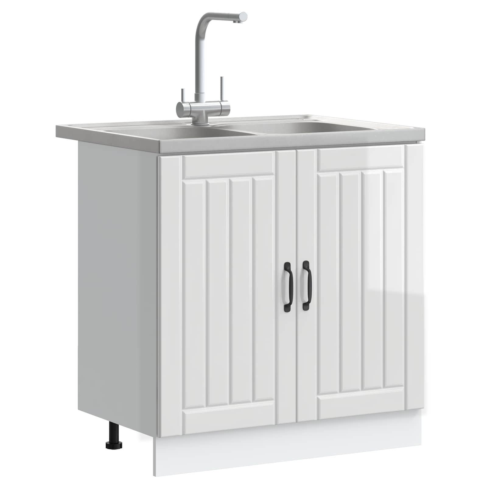 Βάση νιπτήρα με αποθήκευση Lucca 2 pcs Υψηλής γυαλάδας λευκό - Pakobazaar