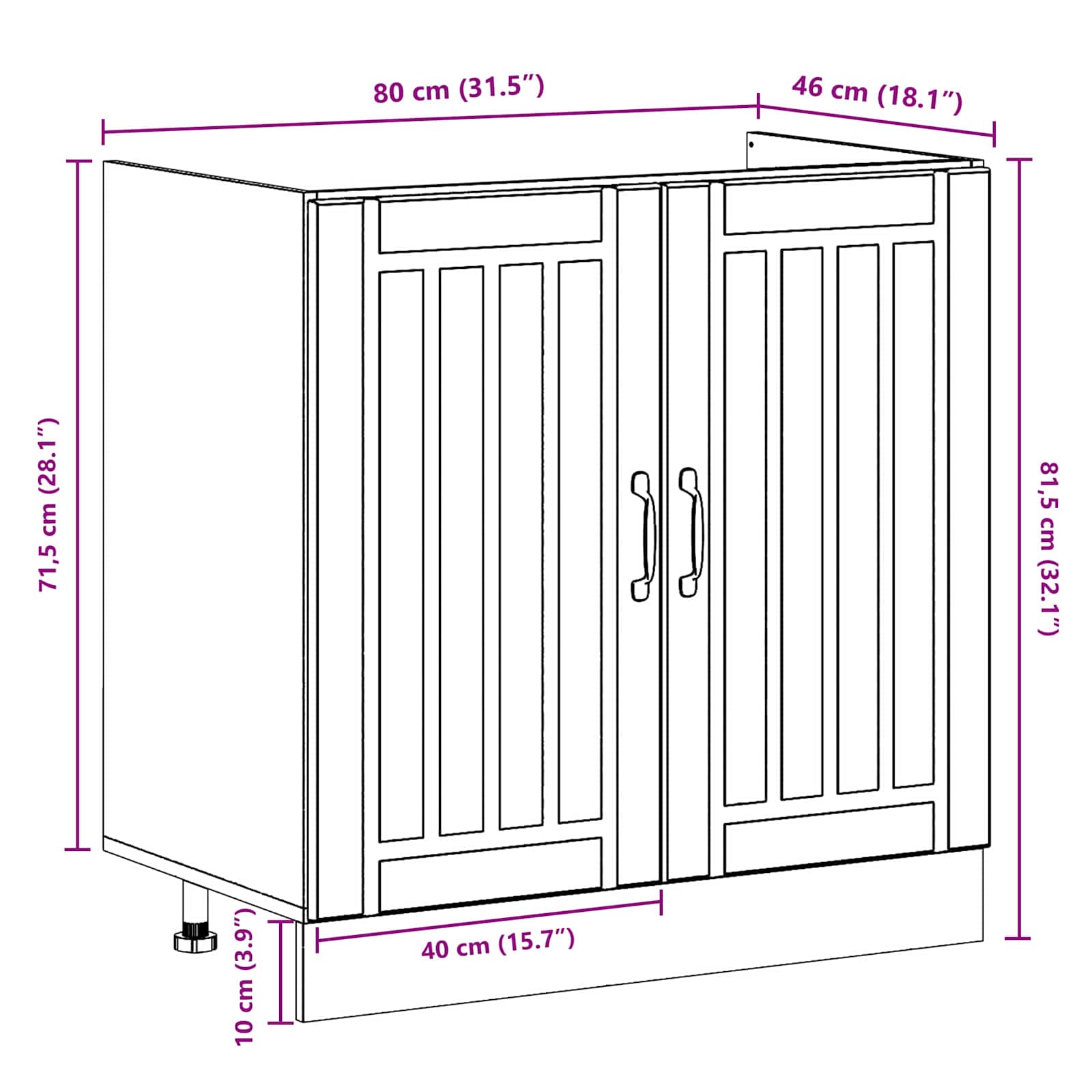 Βάση νιπτήρα με πόρτα Lucca 2 pcs Καφέ δρυς Επεξεργασμένο ξύλο - Pakobazaar