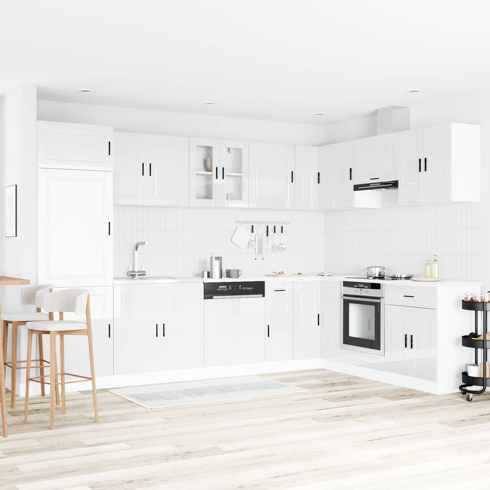 Βάση νιπτήρα με αποθήκευση Porto 2 pcs Λευκό Επεξεργασμένο ξύλο - Pakobazaar