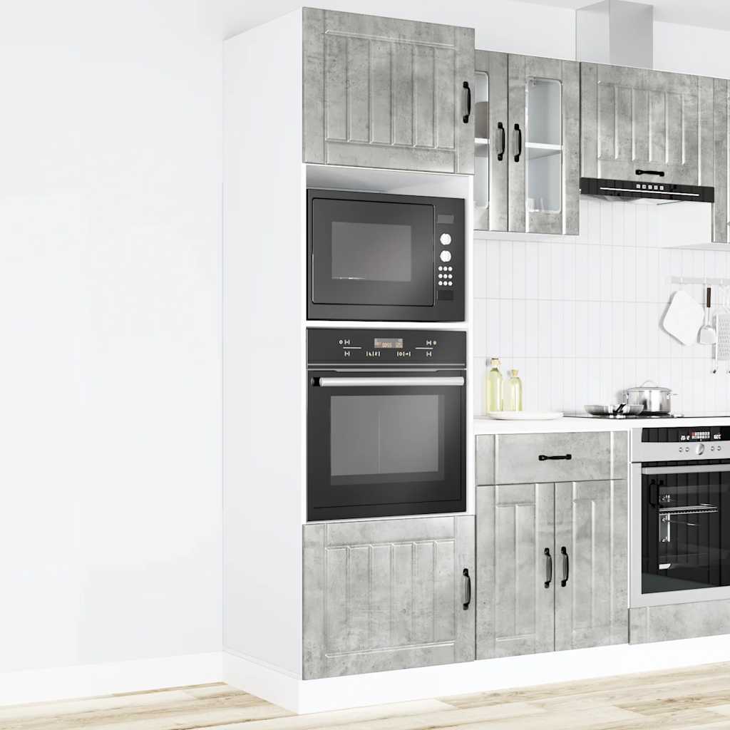 Ντουλάπια Φούρνου 2 τεμ. "Lucca" Γκρι από Σκυρόδεμα με Μηχανική Επένδυση από Ξύλο - Pakobazaar