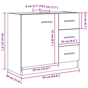 Ντουλάπι Νιπτήρα Όψη Παλαιού Ξύλου 63x30x54 εκ. Επεξ. Ξύλο