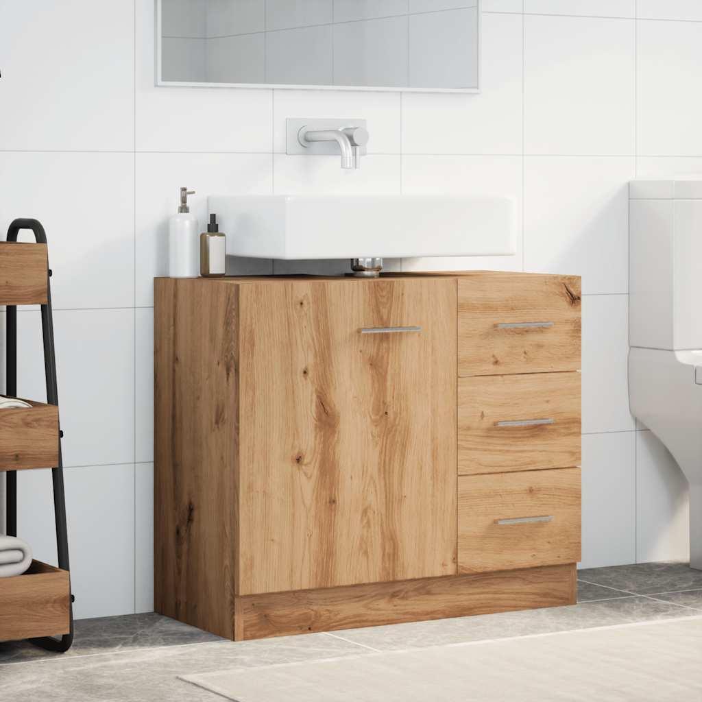 Ντουλάπι Νιπτήρα Αρτισιανή Δρυς 63x30x54 εκ Επεξεργασμένο Ξύλο