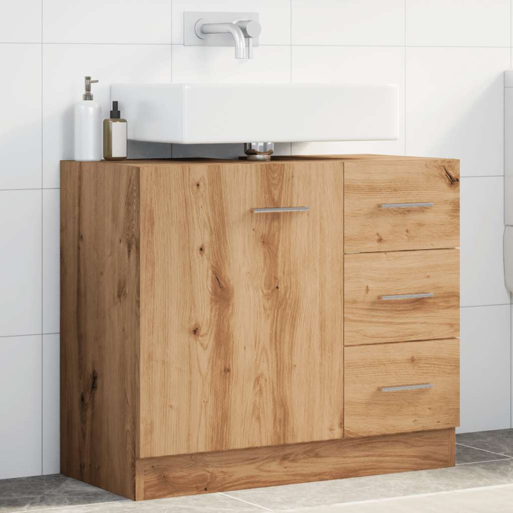 Ντουλάπι Νιπτήρα Αρτισιανή Δρυς 63x30x54 εκ Επεξεργασμένο Ξύλο