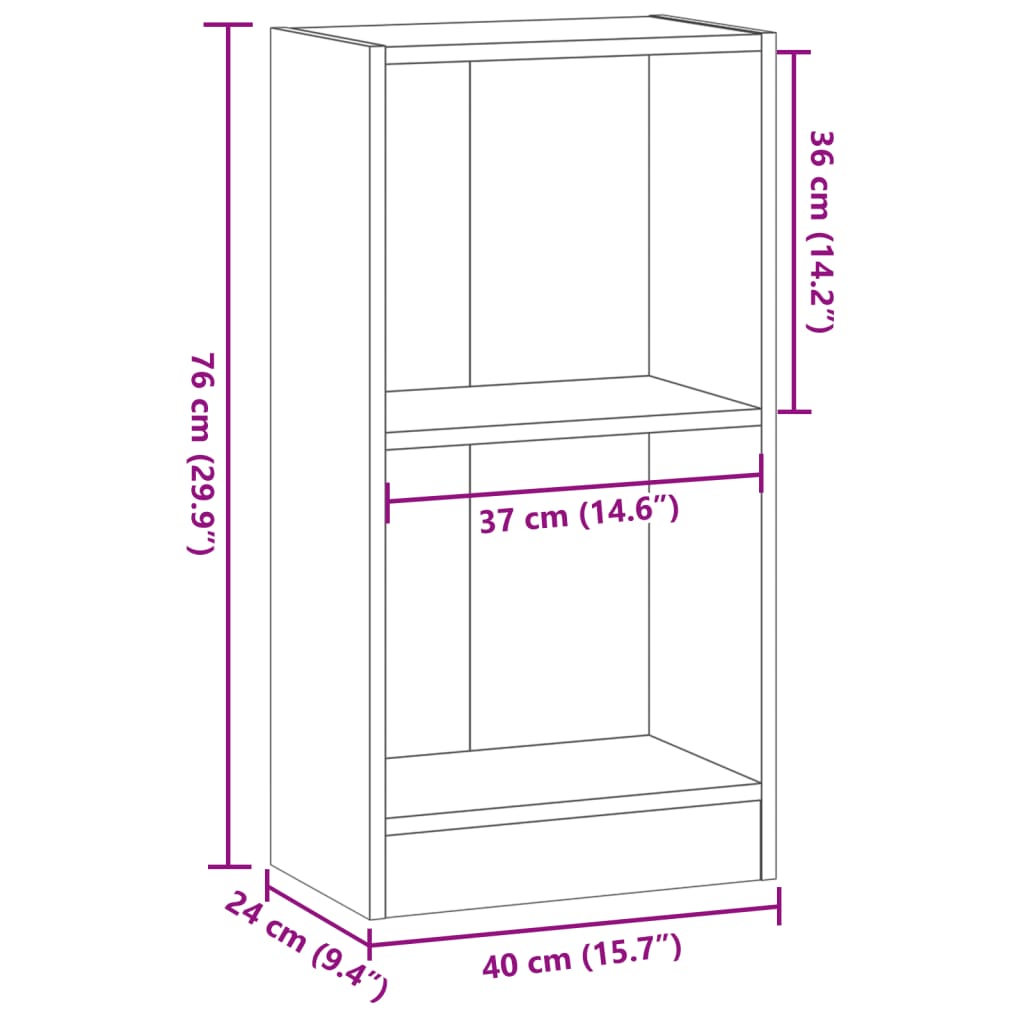 Βιβλιοθήκη Καπνιστή Δρυς 40x24x76 εκ. από Επεξεργασμένο Ξύλο