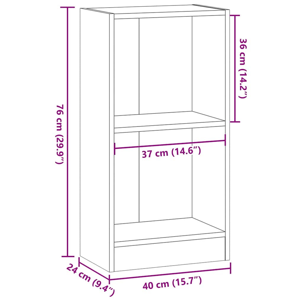 Βιβλιοθήκη Γκρι Sonoma 40x24x76 cm Ξύλινη κατασκευή