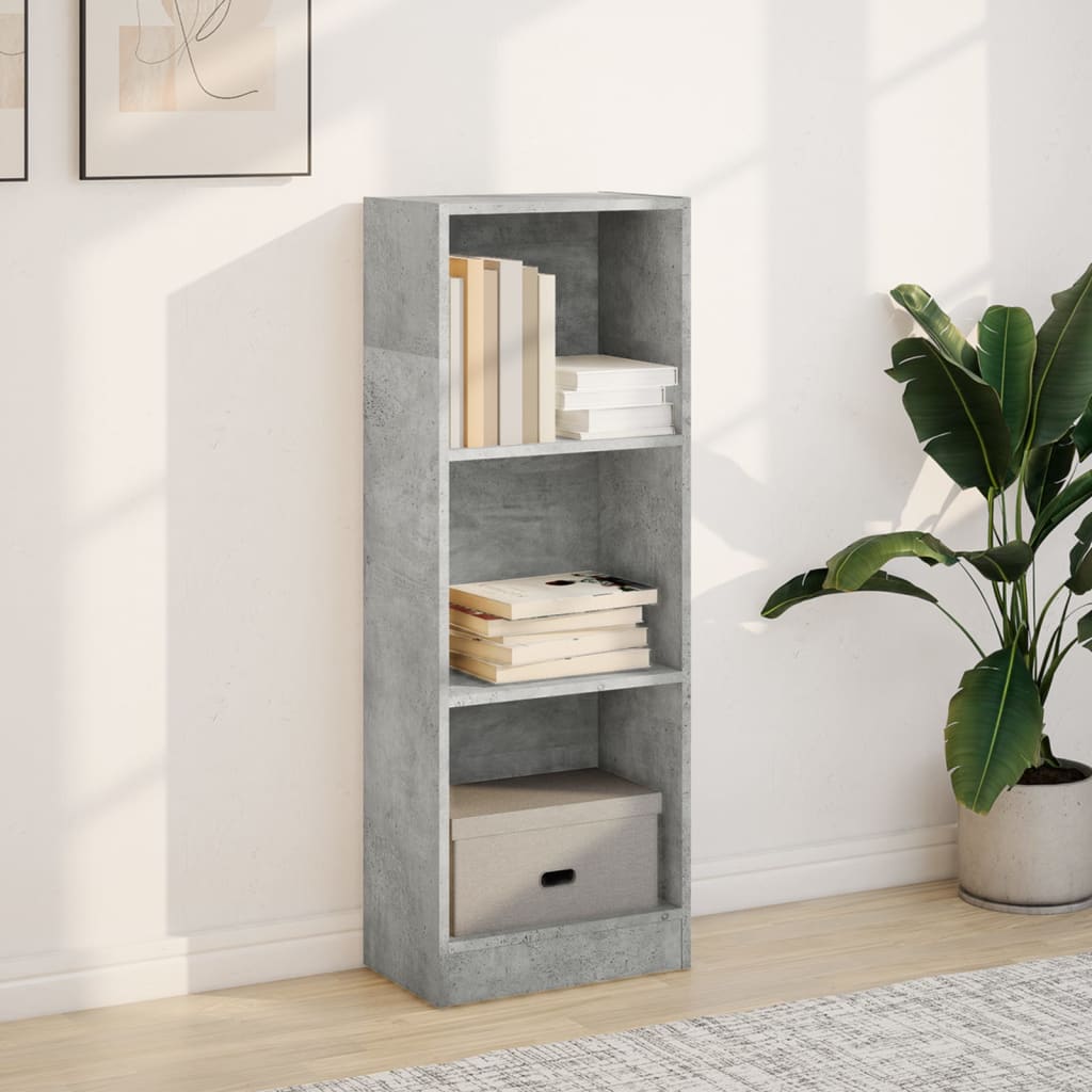 Βιβλιοθήκη Γκρι Σκυροδέματος 40x24x109 εκ. Επεξεργ. Ξύλο