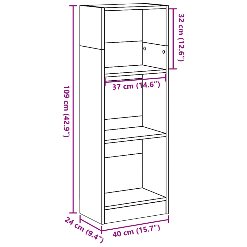 Βιβλιοθήκη Γκρι Sonoma 40x24x109 εκ. από Επεξεργασμένο Ξύλο