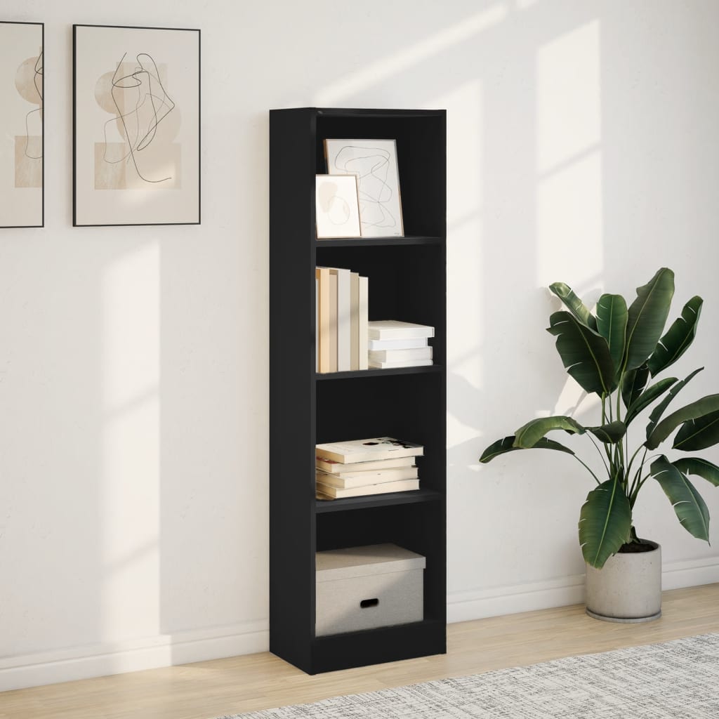 Βιβλιοθήκη Μαύρη 40x24x143 εκ. από Επεξεργασμένο Ξύλο - Pakobazaar