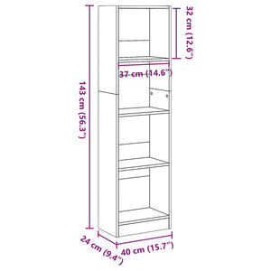 Βιβλιοθήκη Μαύρη 40x24x143 εκ. από Επεξεργασμένο Ξύλο - Pakobazaar