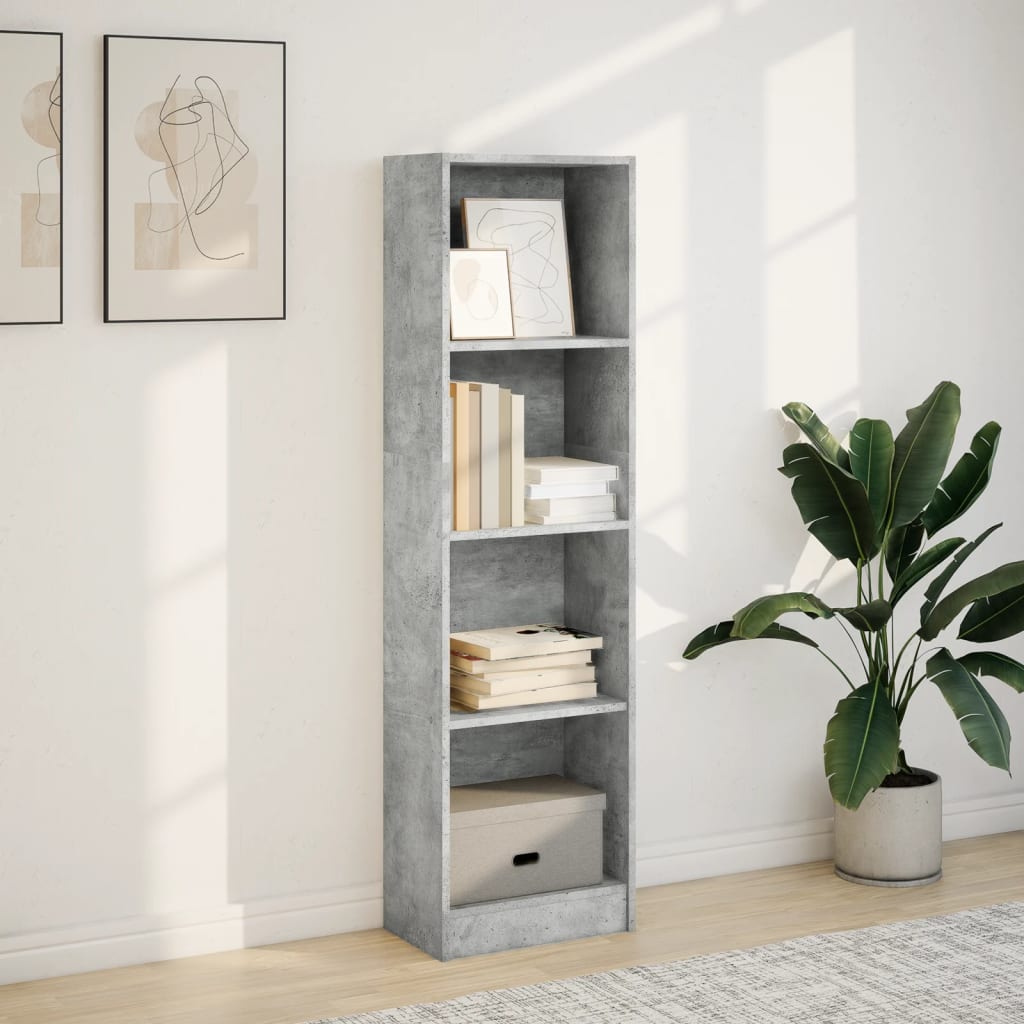 Βιβλιοθήκη Γκρι Σκυροδέματος 40x24x143 εκ. Επεξεργ. Ξύλο - Pakobazaar