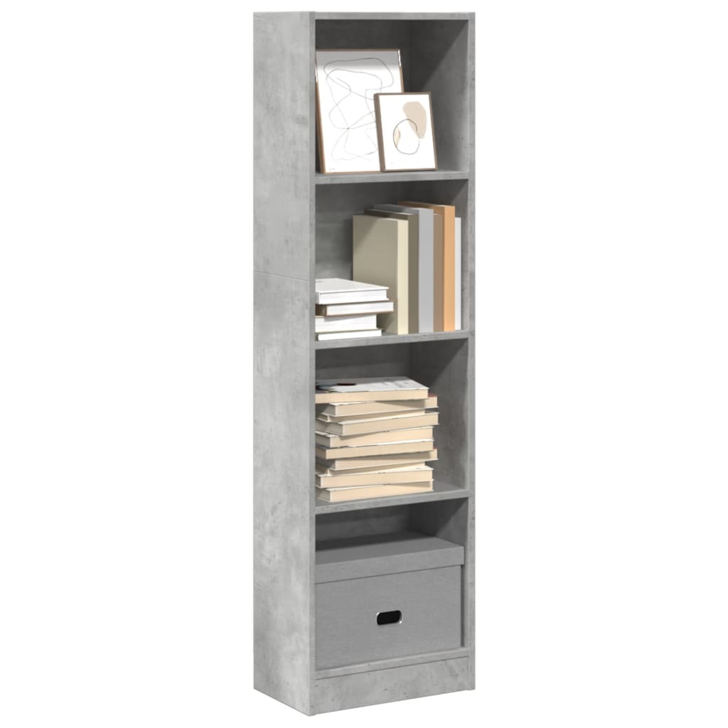 Βιβλιοθήκη Γκρι Σκυροδέματος 40x24x143 εκ. Επεξεργ. Ξύλο - Pakobazaar