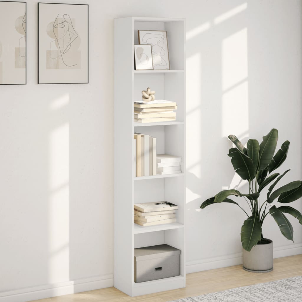 Βιβλιοθήκη Λευκή 40x24x176 εκ. από Επεξεργασμένο Ξύλο - Pakobazaar