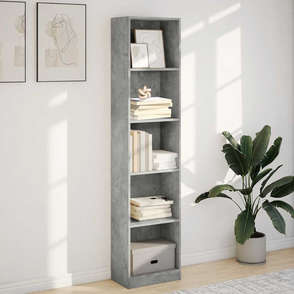 Βιβλιοθήκη Γκρι Σκυροδέματος 40x24x176 εκ. Επεξεργ. Ξύλο - Pakobazaar