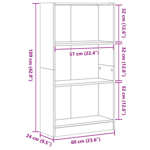 Βιβλιοθήκη Μαύρη 60x24x109 εκ. από Επεξεργασμένο Ξύλο - Pakobazaar