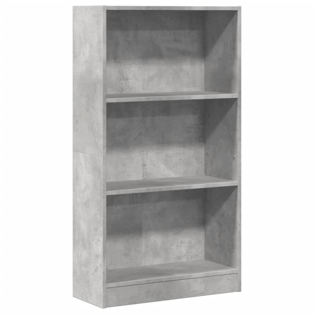 Βιβλιοθήκη Γκρι Σκυροδέματος 60x24x109 εκ. Επεξεργ. Ξύλο