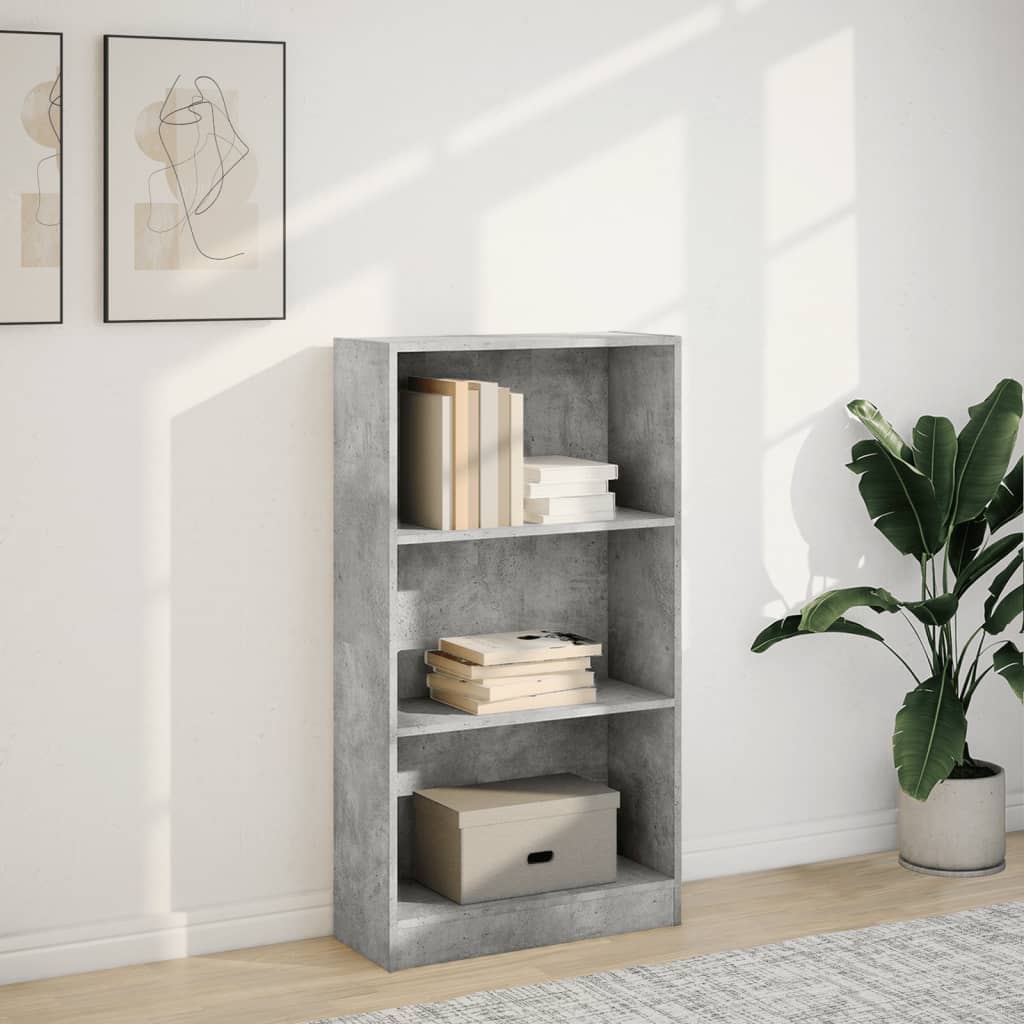 Βιβλιοθήκη Γκρι Σκυροδέματος 60x24x109 εκ. Επεξεργ. Ξύλο