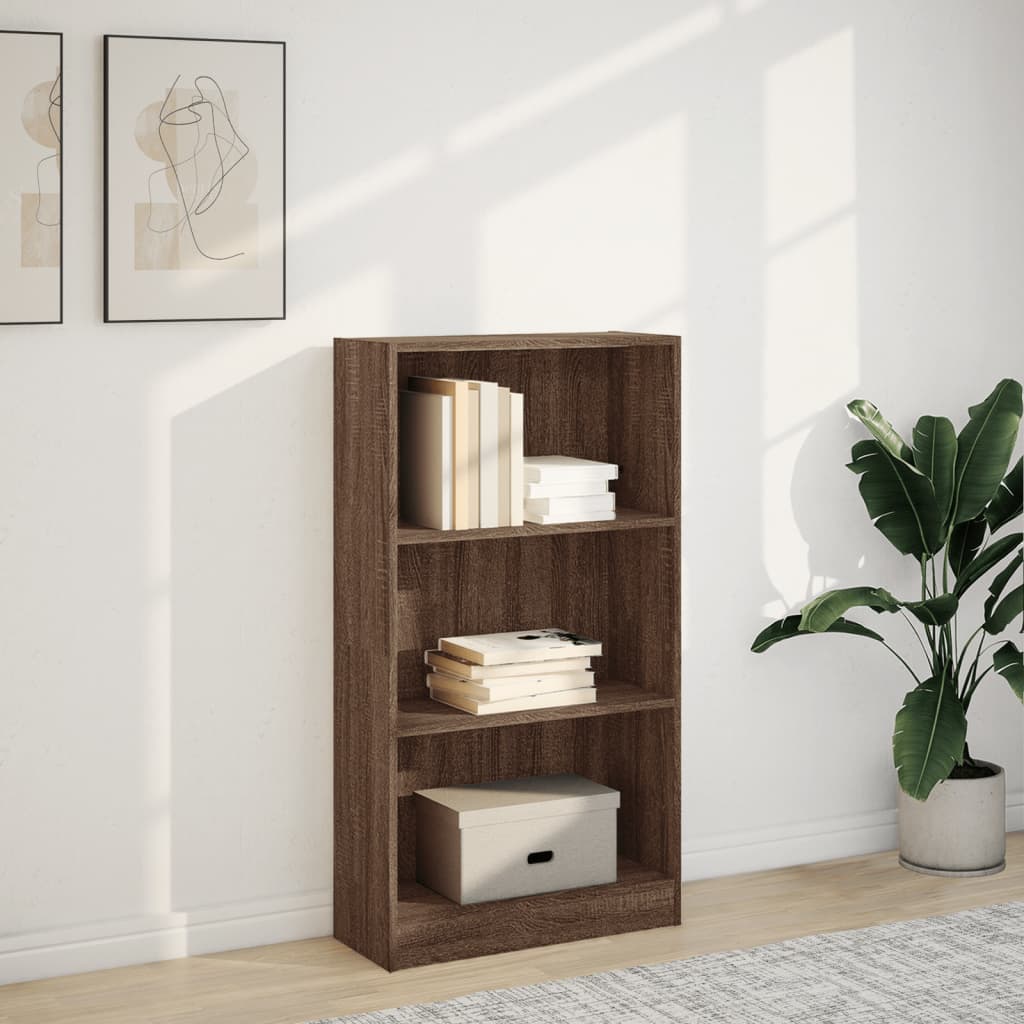 Βιβλιοθήκη Καφέ Δρυς 60x24x109 εκ. από Επεξεργασμένο Ξύλο