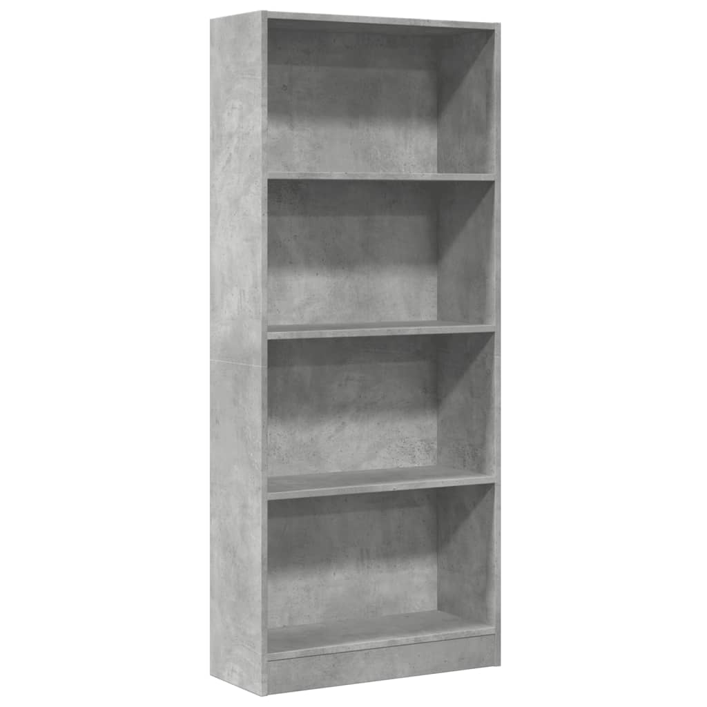 Βιβλιοθήκη Γκρι Σκυροδέματος 60x24x143 εκ. Επεξεργ. Ξύλο - Pakobazaar
