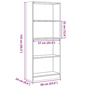 Βιβλιοθήκη Γκρι Sonoma 60x24x143 εκ. από Επεξεργ. Ξύλο - Pakobazaar