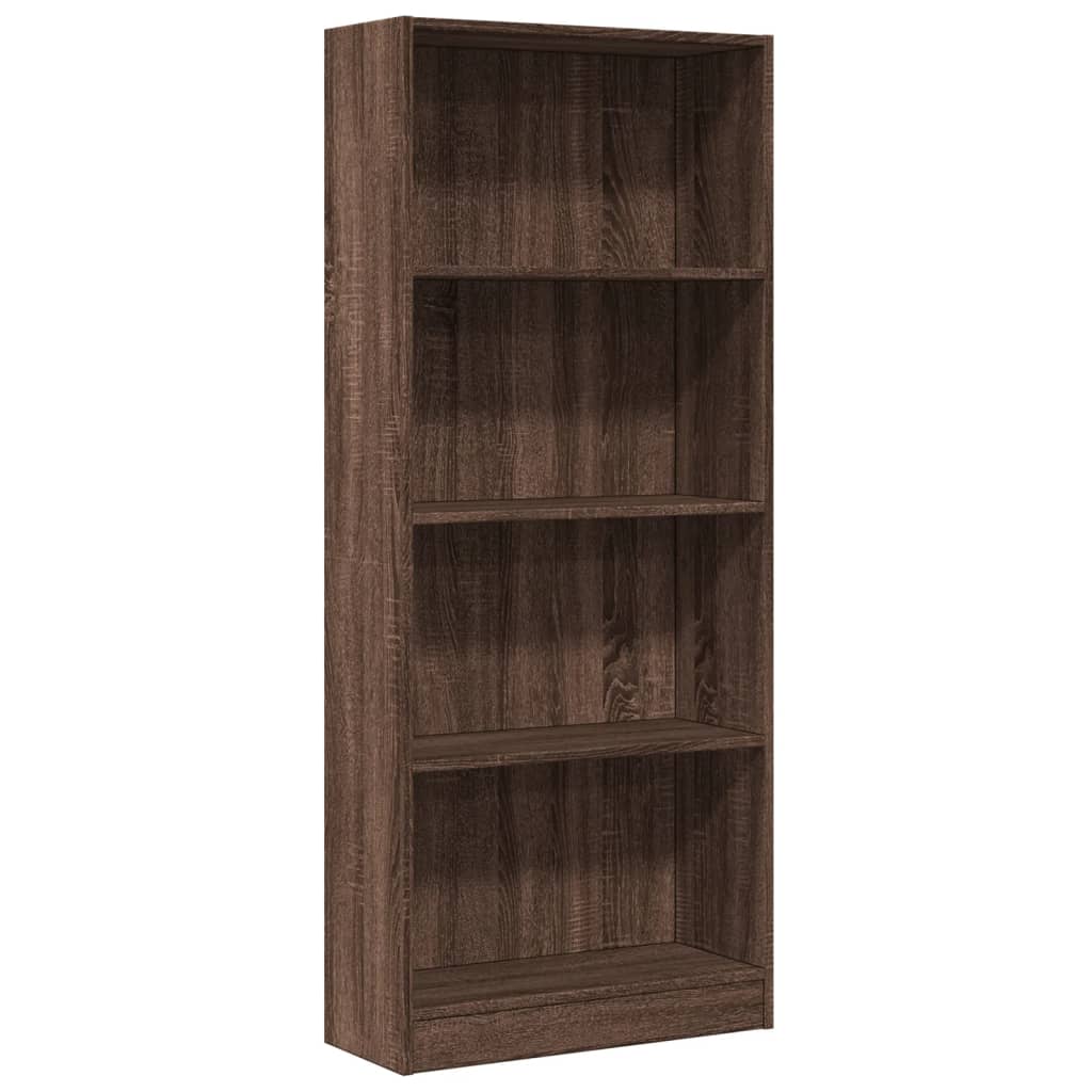 Βιβλιοθήκη Καφέ Δρυς 60x24x143 εκ. από Επεξεργασμένο Ξύλο