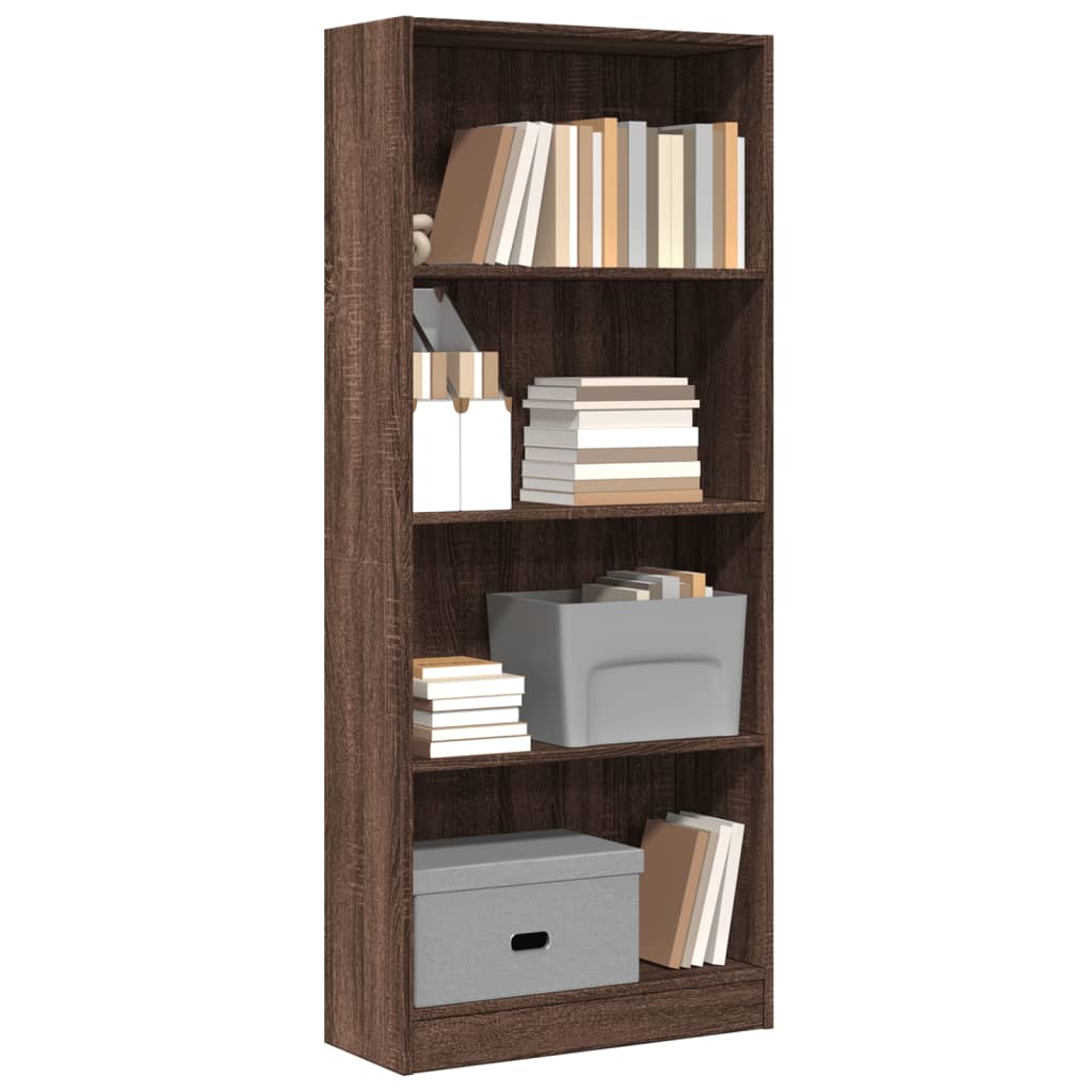 Βιβλιοθήκη Καφέ Δρυς 60x24x143 εκ. από Επεξεργασμένο Ξύλο