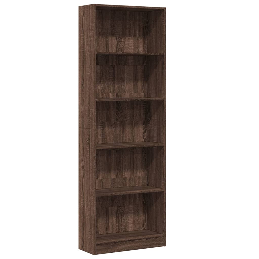 Βιβλιοθήκη Καφέ Δρυς 60x24x176 εκ. από Επεξεργασμένο Ξύλο