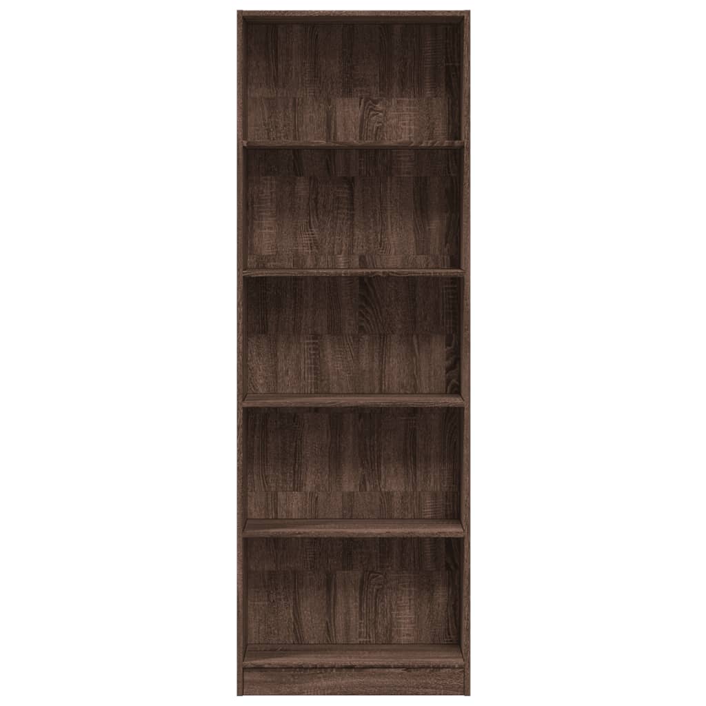 Βιβλιοθήκη Καφέ Δρυς 60x24x176 εκ. από Επεξεργασμένο Ξύλο