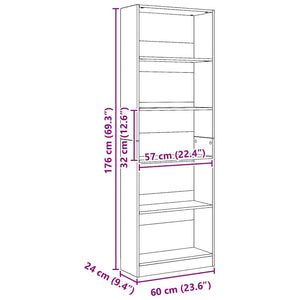 Βιβλιοθήκη από Τεχνητό Δρυ 60 x 24 x 176 εκ. από Τεχνητό Ξύλο - Pakobazaar
