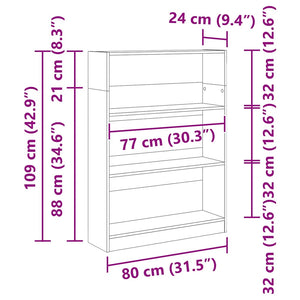 Βιβλιοθήκη Sonoma Δρυς 80x24x109 εκ. από Επεξεργασμένο Ξύλο
