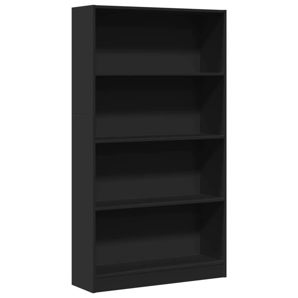 Βιβλιοθήκη Μαύρη 80x24x143 εκ. από Επεξεργασμένο Ξύλο