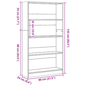 Βιβλιοθήκη Sonoma Δρυς 80x24x143 εκ. από Επεξεργασμένο Ξύλο - Pakobazaar