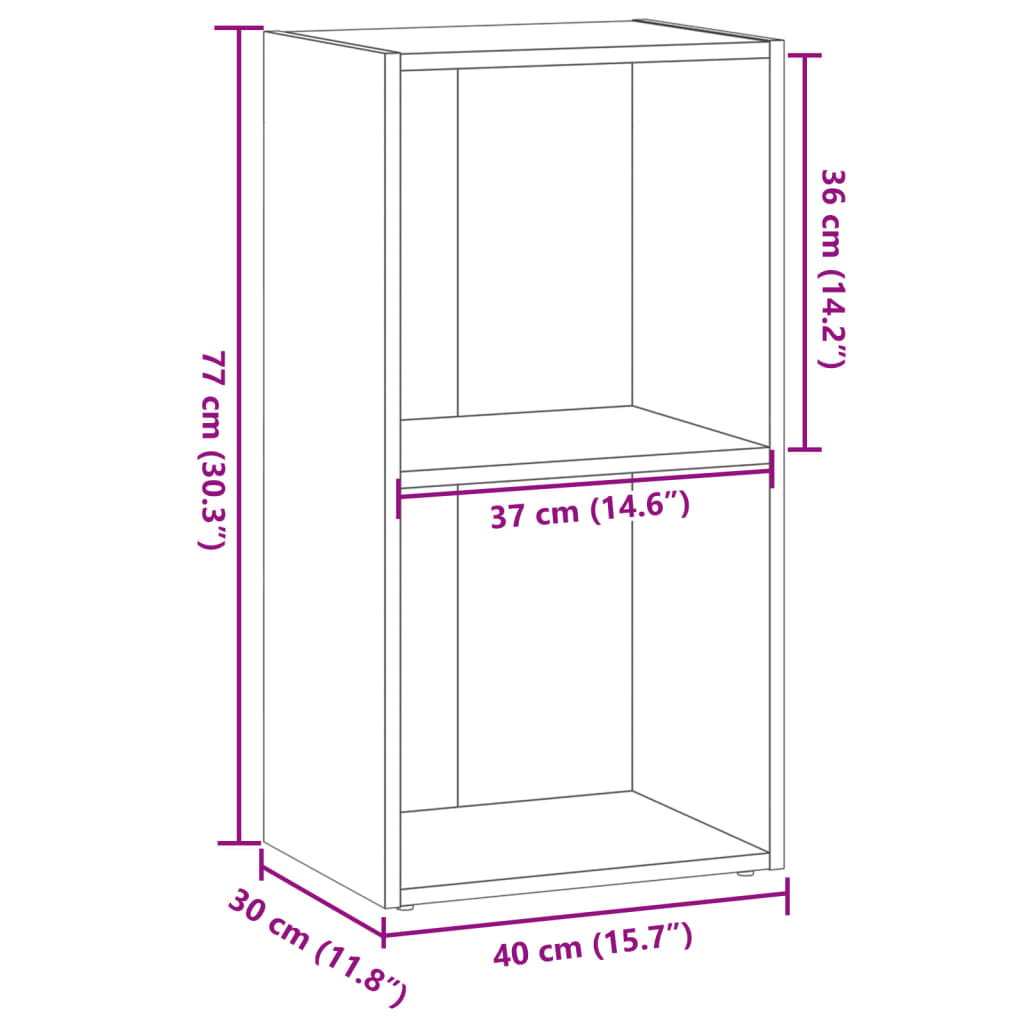 Βιβλιοθήκη Καφέ Δρυς 40x30x77 εκ. από Επεξεργασμένο Ξύλο