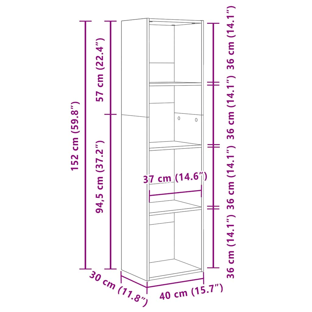 Βιβλιοθήκη Sonoma Δρυς 40x30x152 εκ. από Επεξεργασμένο Ξύλο - Pakobazaar