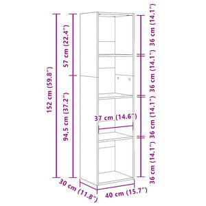 Βιβλιοθήκη Γκρι Sonoma 40x30x152 εκ. από Επεξεργ. Ξύλο - Pakobazaar