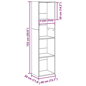 Βιβλιοθήκη Όψη Παλαιού Ξύλου 40x30x152 εκ. Επεξεργασμένο Ξύλο - Pakobazaar