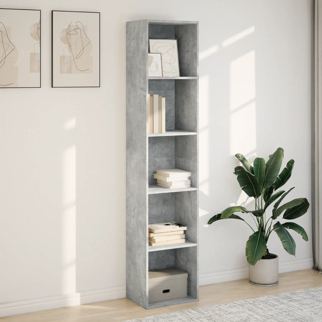 Βιβλιοθήκη Γκρι Σκυροδέματος 40x30x189 εκ. Επεξεργ. Ξύλο - Pakobazaar